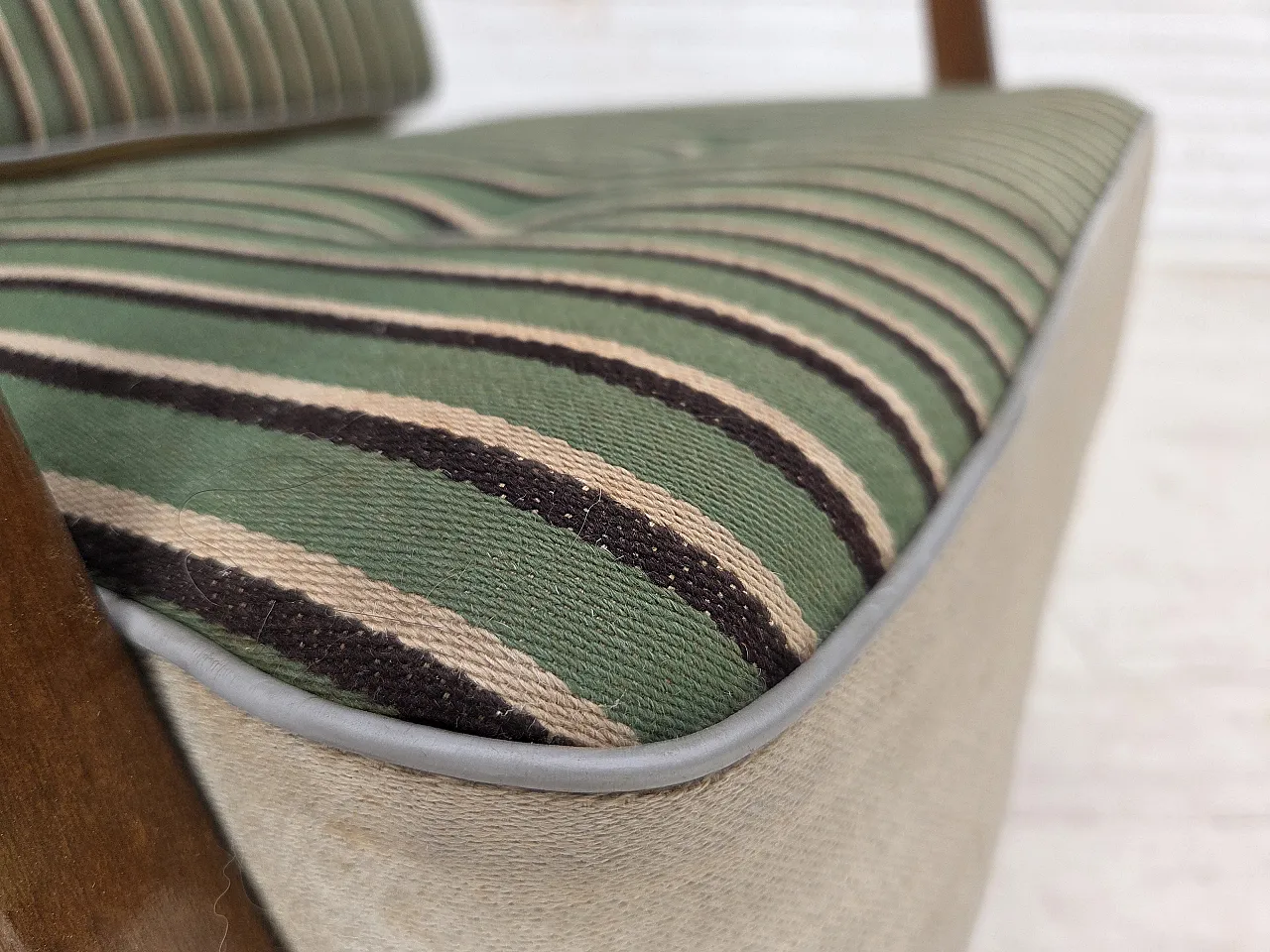 1960s, Danish armchair, furniture wool, beech wood. 5