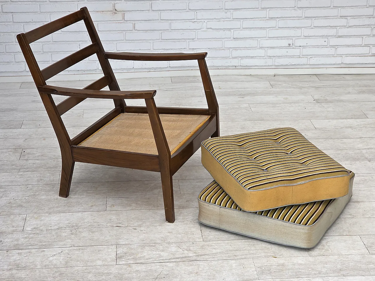 1960s, Danish armchair, furniture wool, beech wood. 8
