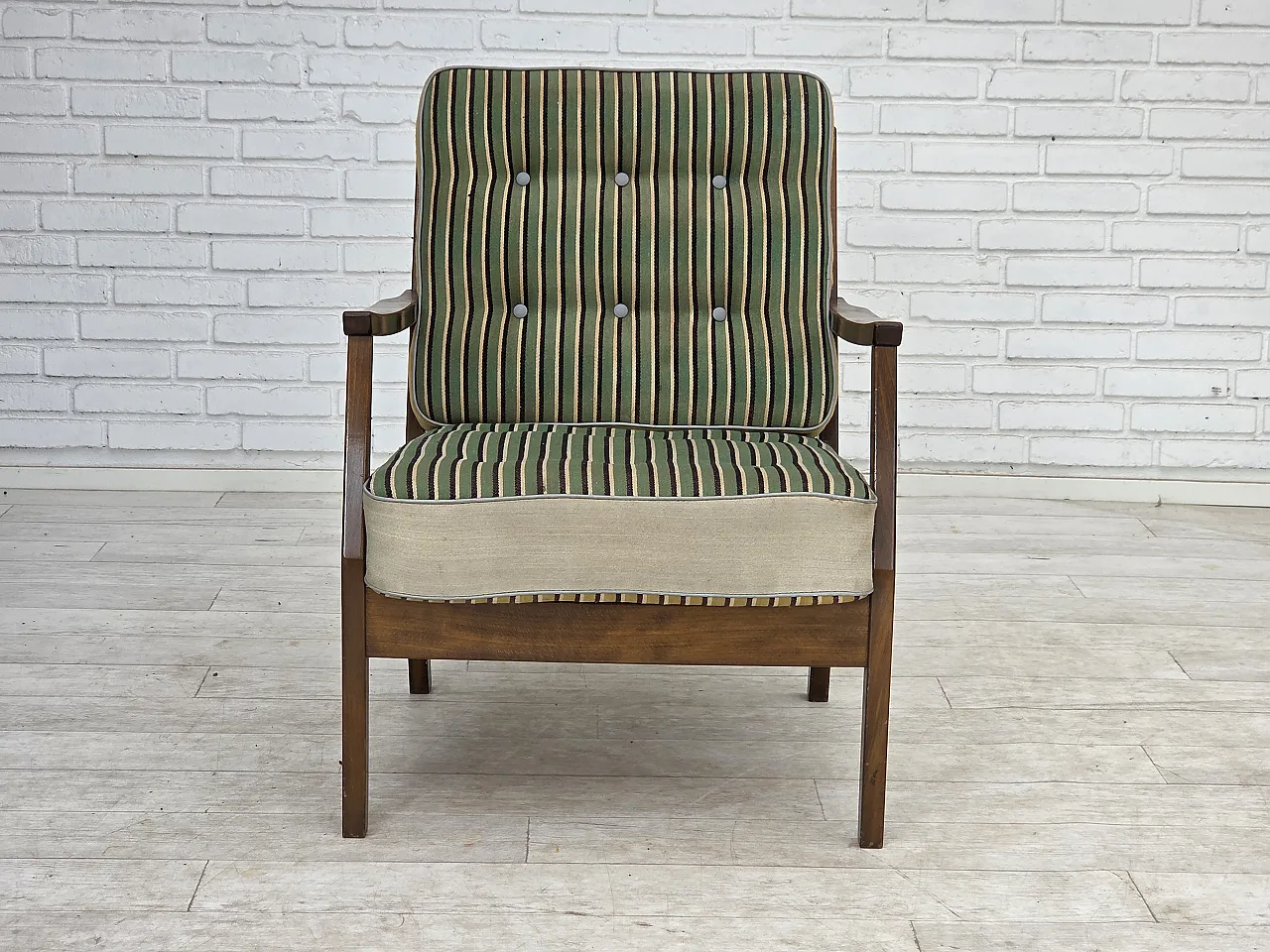 1960s, Danish armchair, furniture wool, beech wood. 10