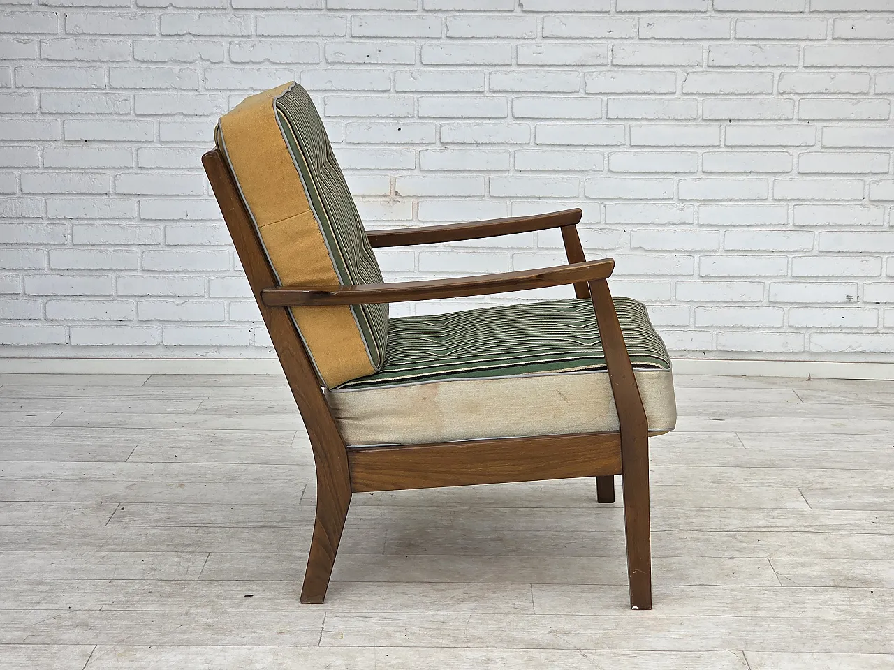 1960s, Danish armchair, furniture wool, beech wood. 11