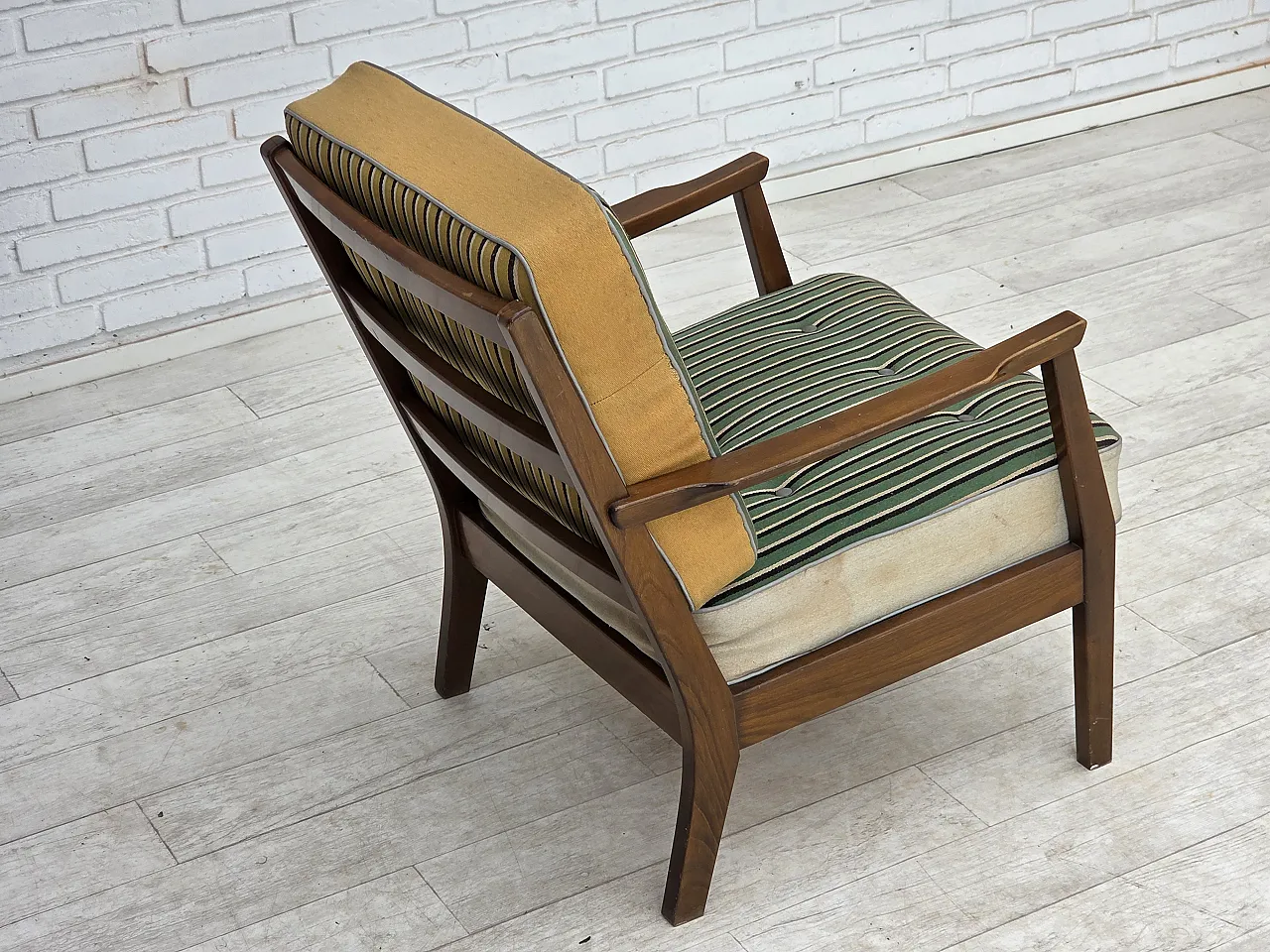 1960s, Danish armchair, furniture wool, beech wood. 12