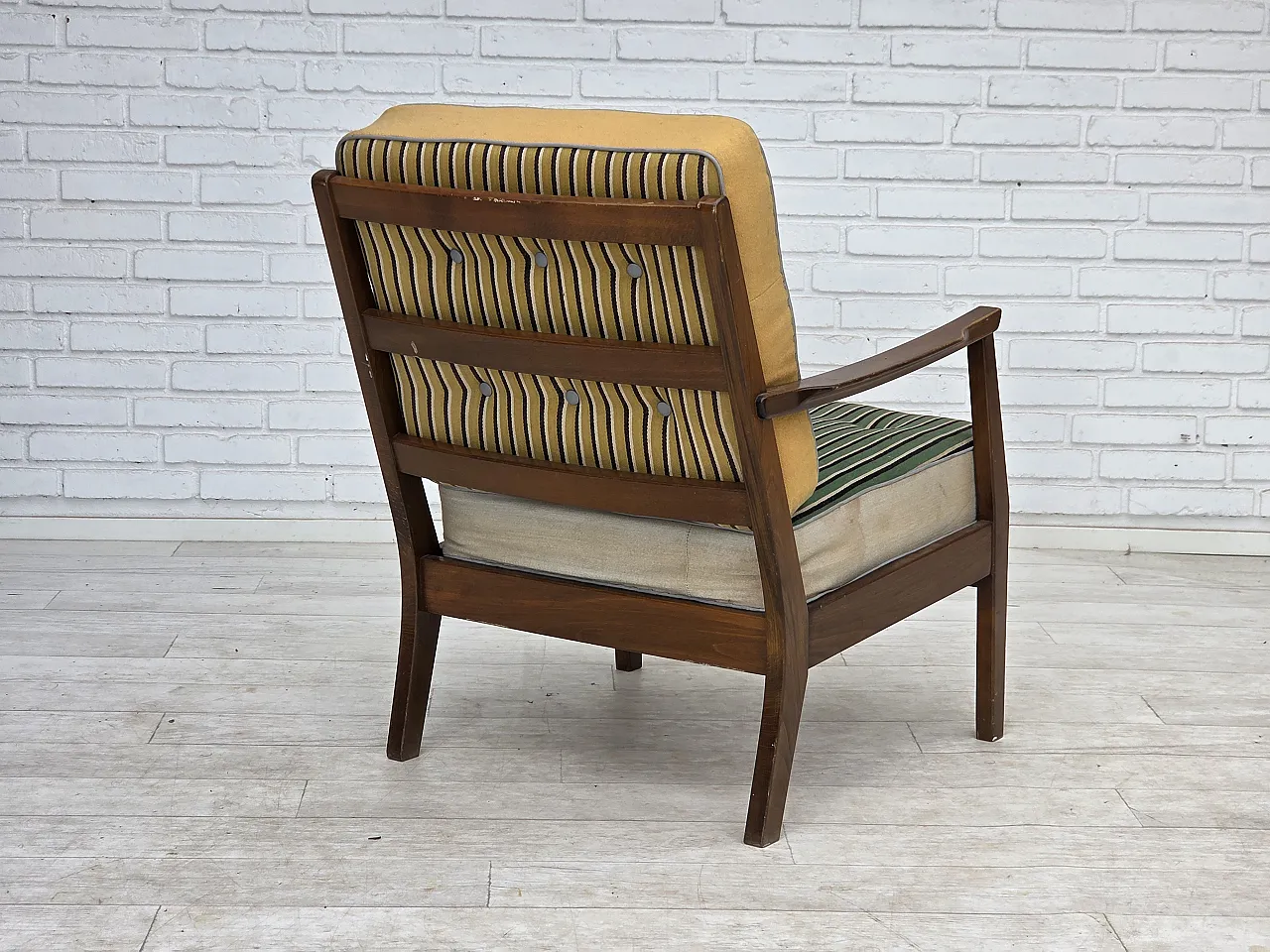 1960s, Danish armchair, furniture wool, beech wood. 13