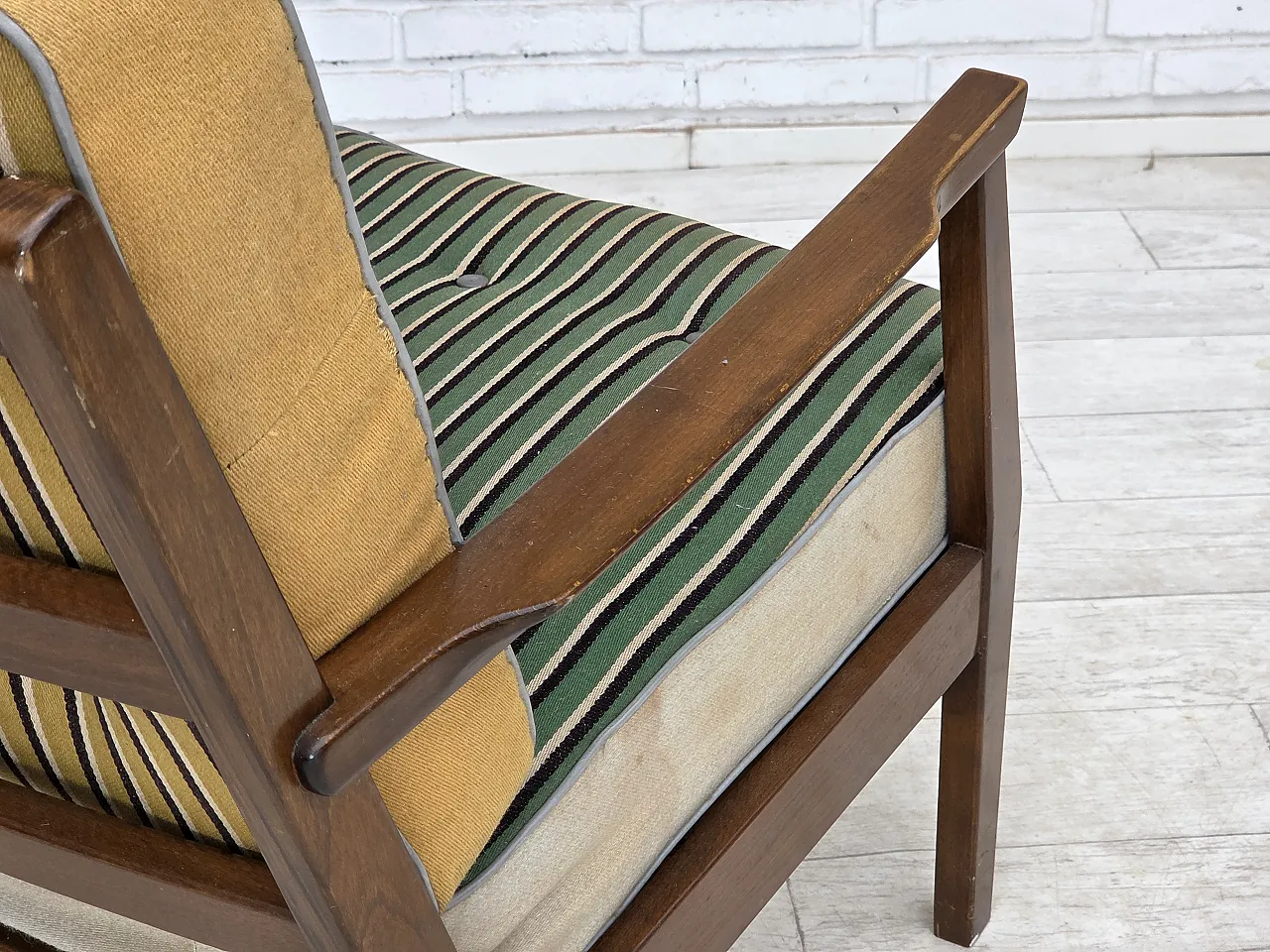1960s, Danish armchair, furniture wool, beech wood. 15