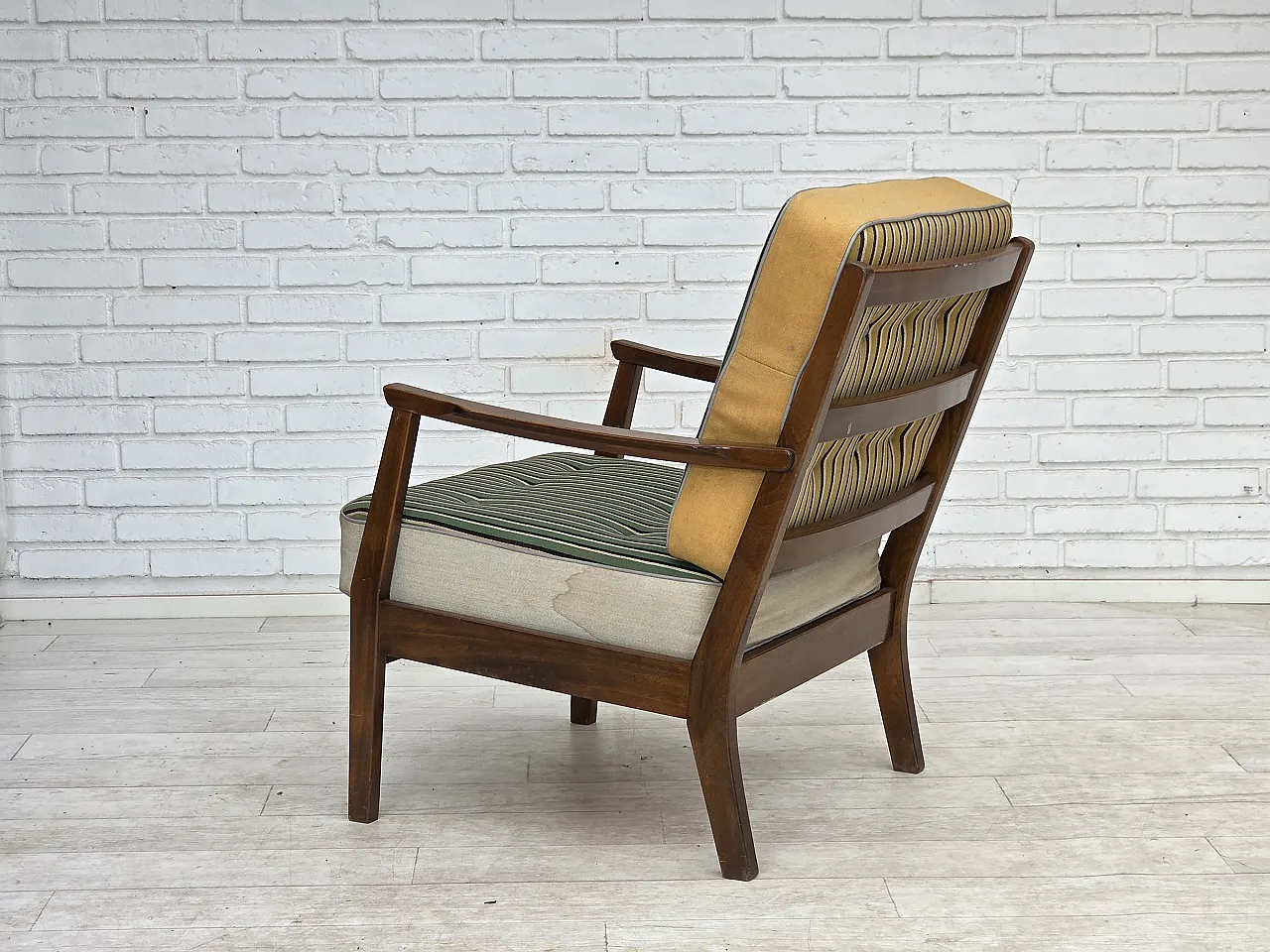 1960s, Danish armchair, furniture wool, beech wood. 16