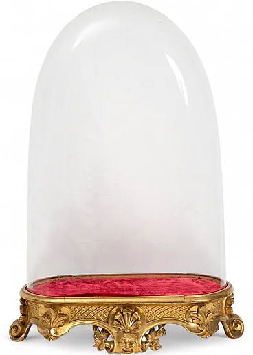 Antique Louis Philippe Neapolitan bell with gilded wooden base and interior