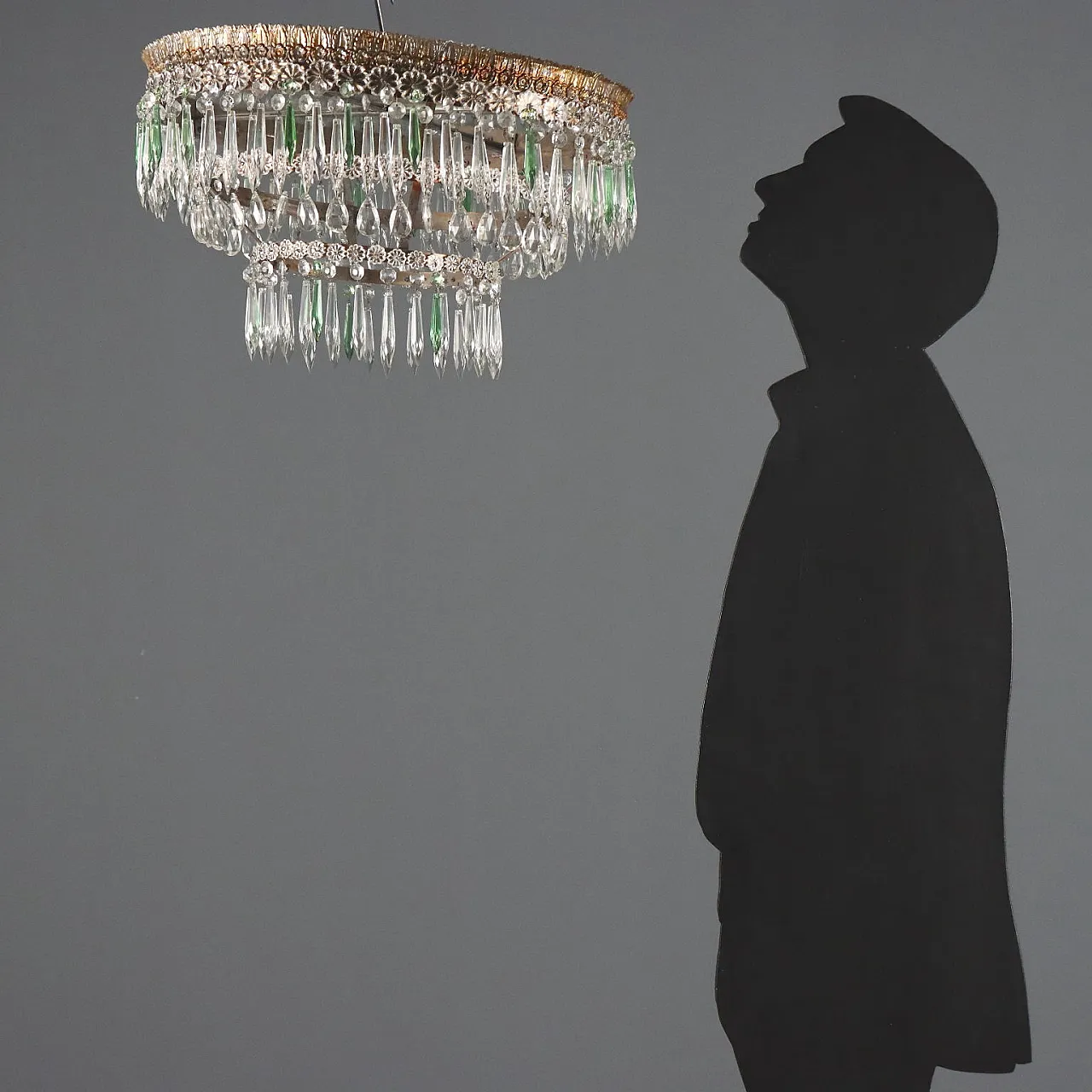Lampadario in stile Impero in ferro dorato, '900 2
