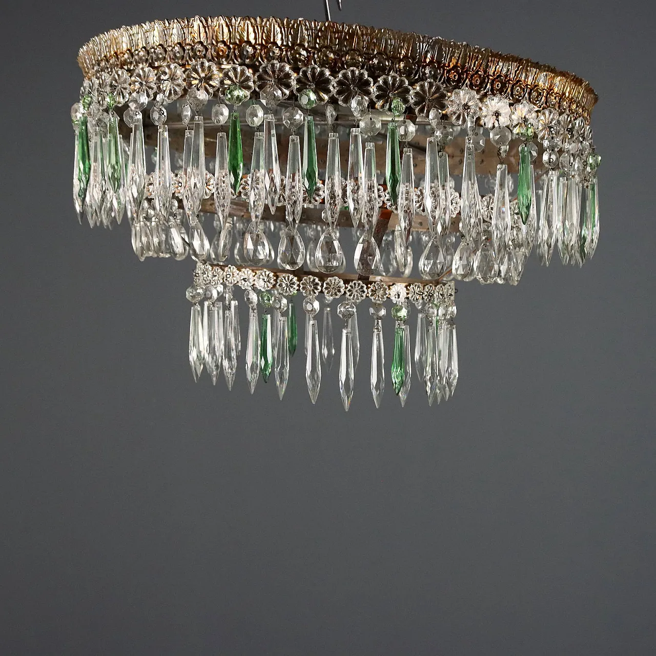 Lampadario in stile Impero in ferro dorato, '900 3