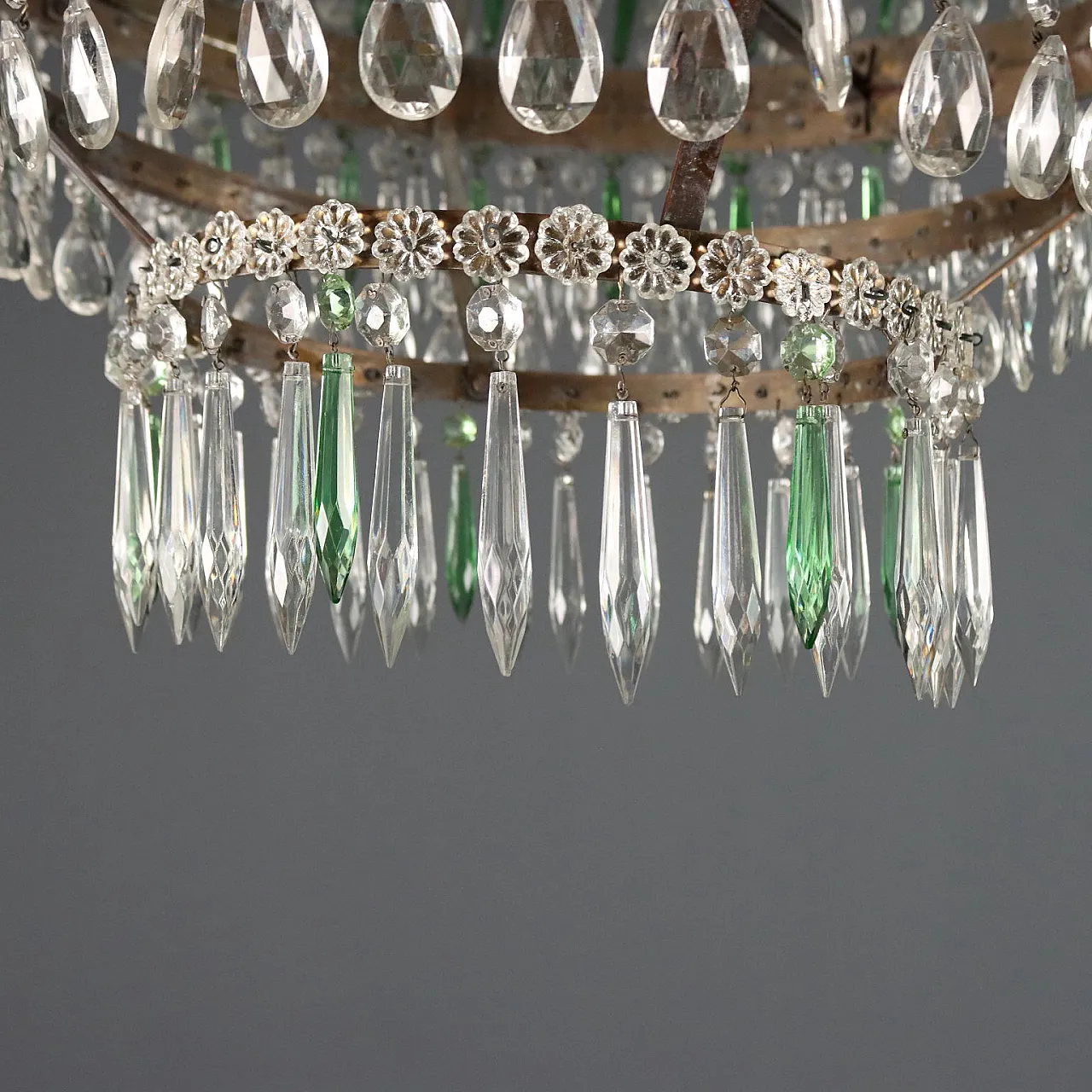 Lampadario in stile Impero in ferro dorato, '900 4