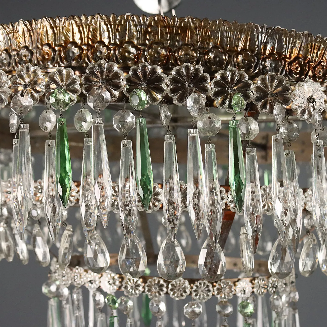 Lampadario in stile Impero in ferro dorato, '900 5
