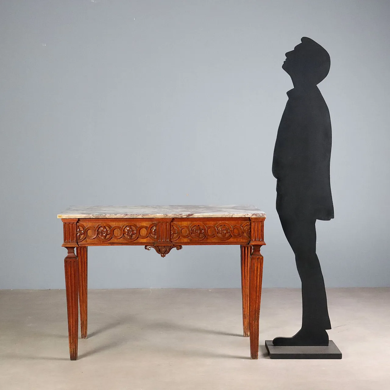 Neoclassical walnut console with marble top, 18th century 2