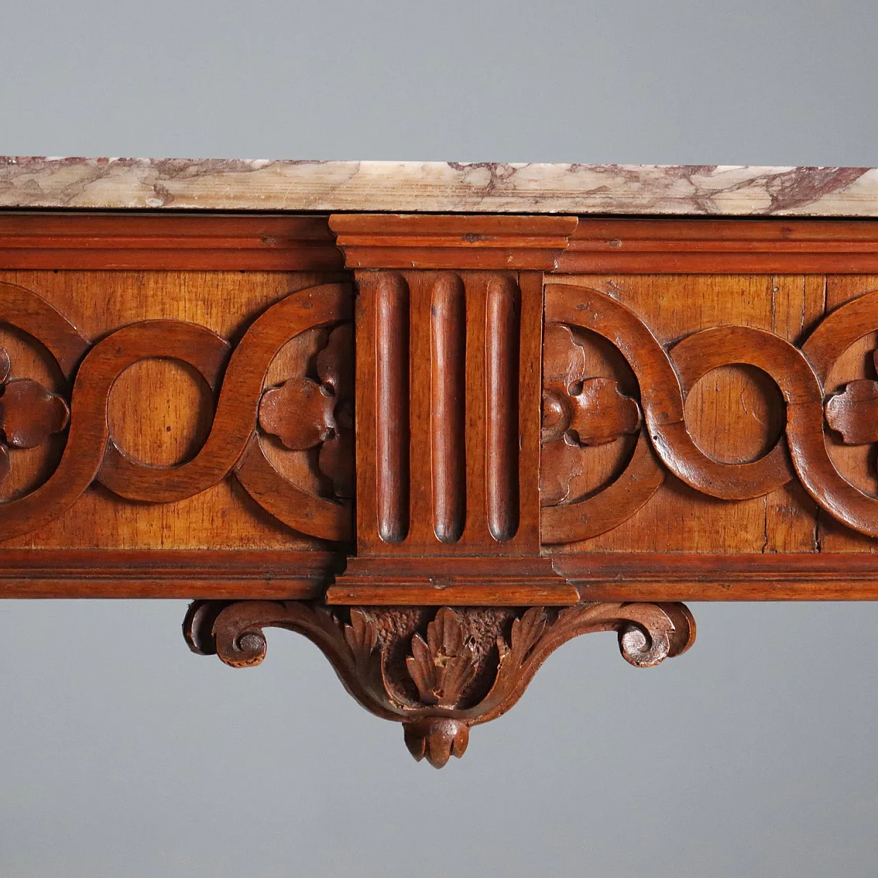 Neoclassical walnut console with marble top, 18th century 3
