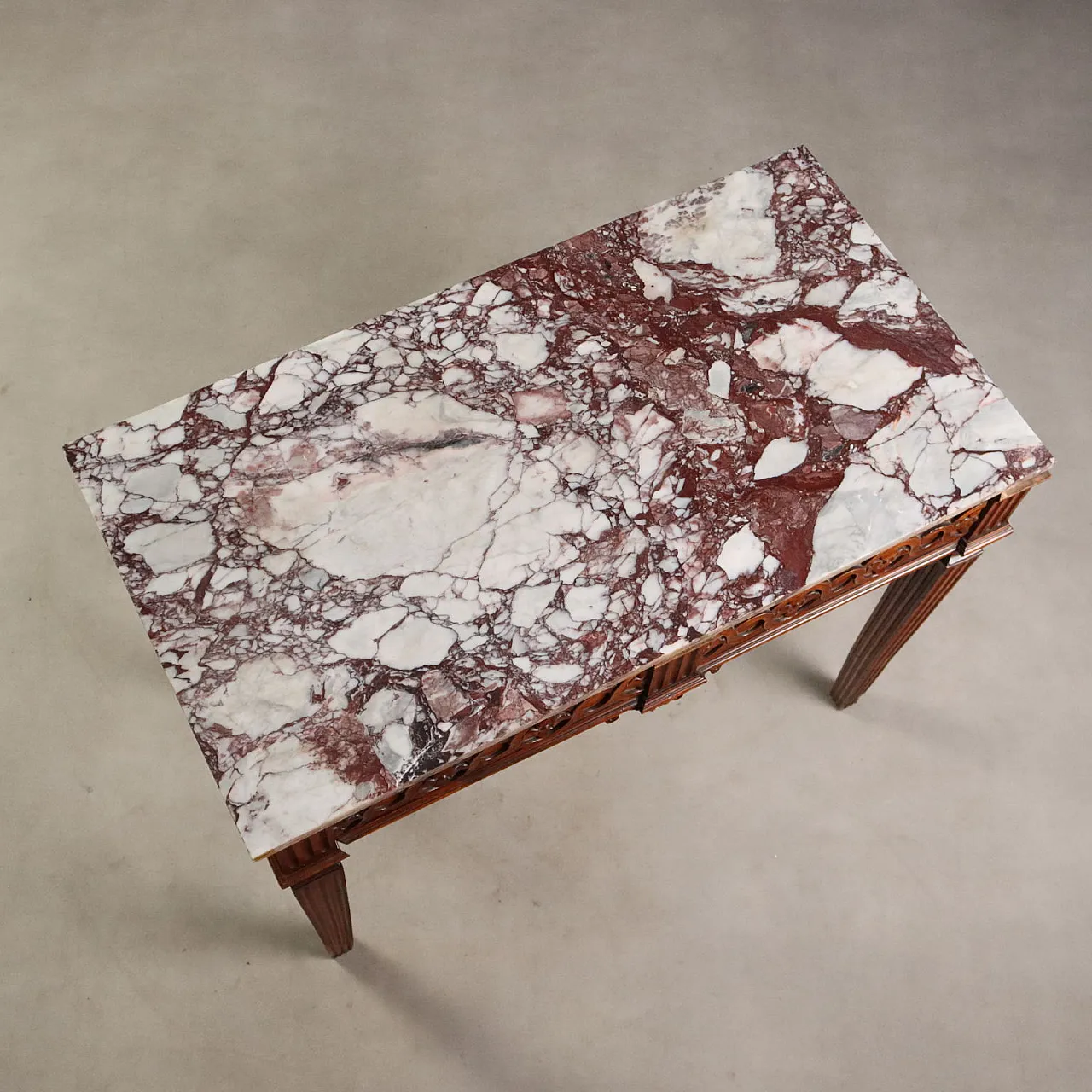 Neoclassical walnut console with marble top, 18th century 10