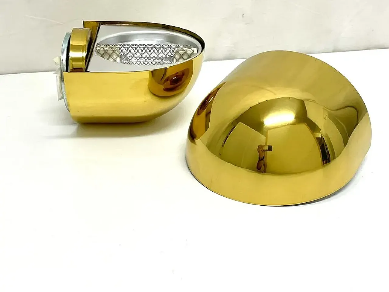 Pair of brass wall lights, 80s 1