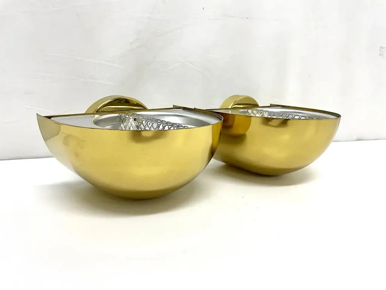 Pair of brass wall lights, 80s 2