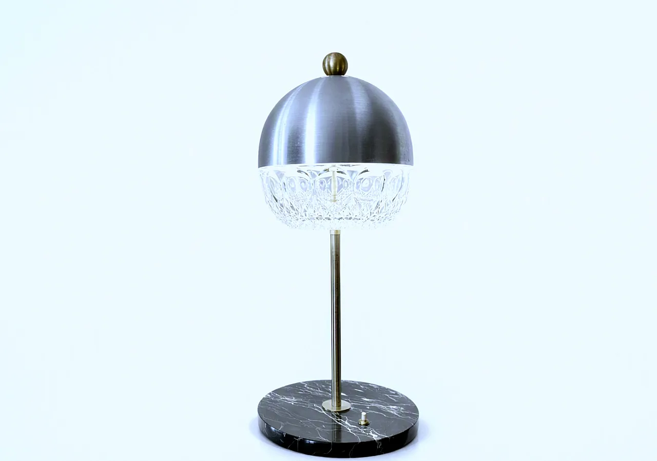 Table Lamp in crystal, marble and brass, 1960s 14