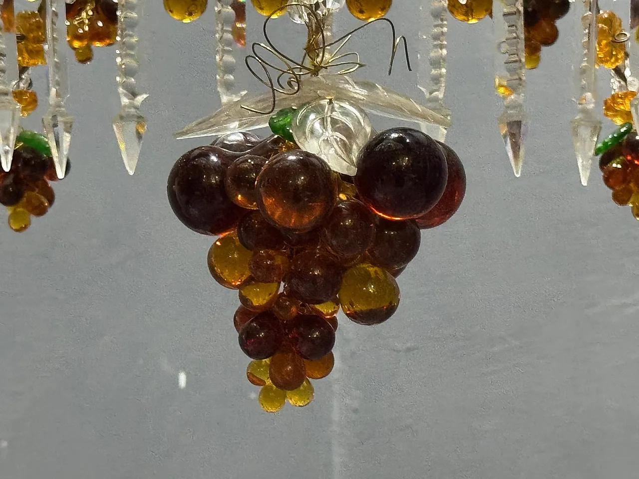 Lampadario grande con frutta e fiori in vetro di Murano, Italia, anni '50 8