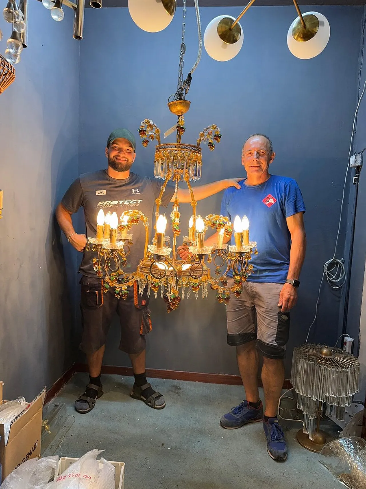 Lampadario grande con frutta e fiori in vetro di Murano, Italia, anni '50 14
