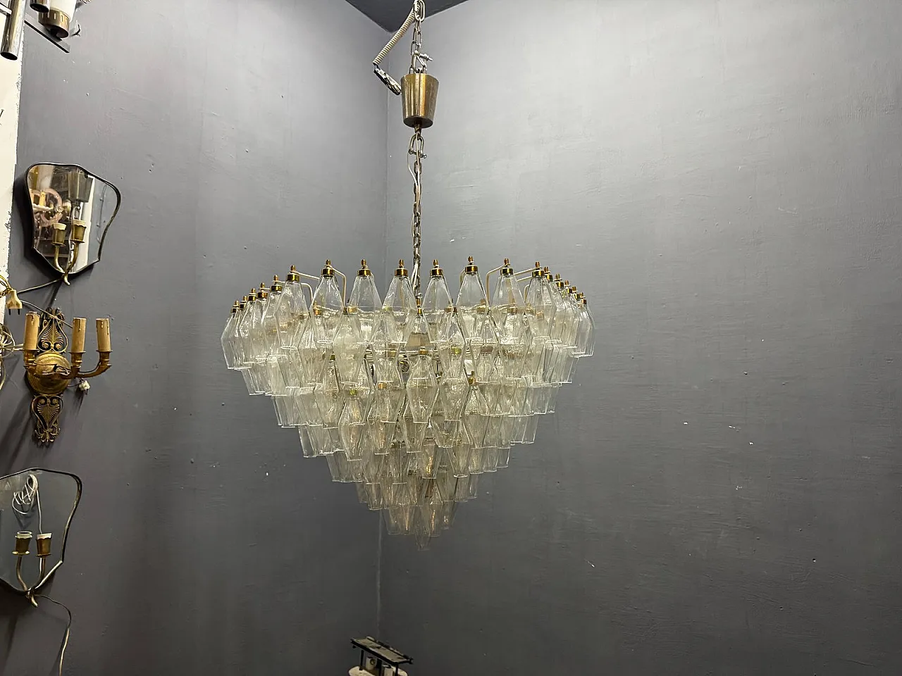 Lampadario Poliedri in vetro di Murano, Italia, anni '70 13