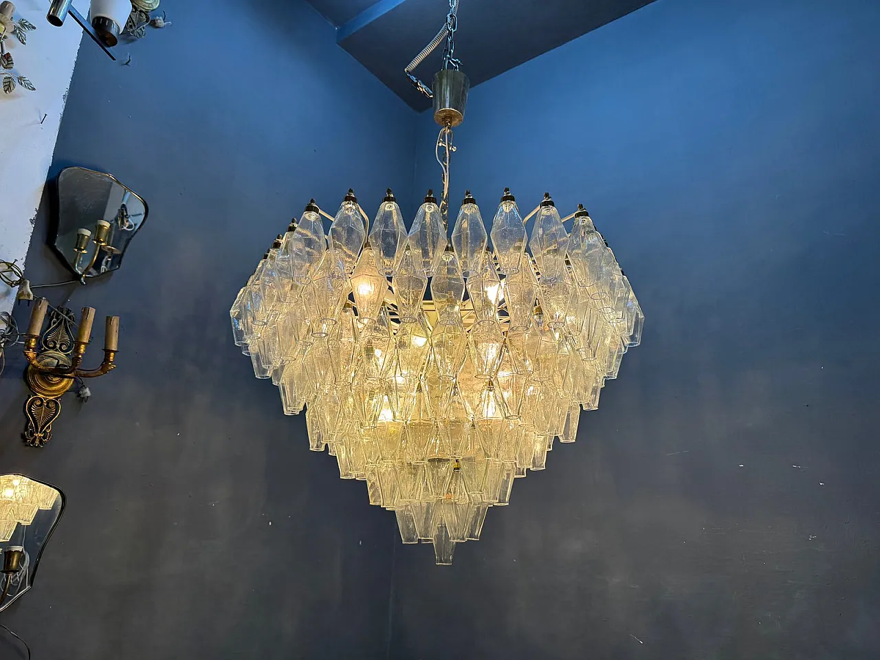 Lampadario Poliedri in vetro di Murano, Italia, anni '70 14