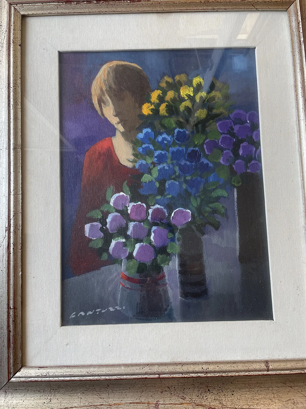 Eliano FantuzziFlower Girl, oil on canvas, 1980s 1