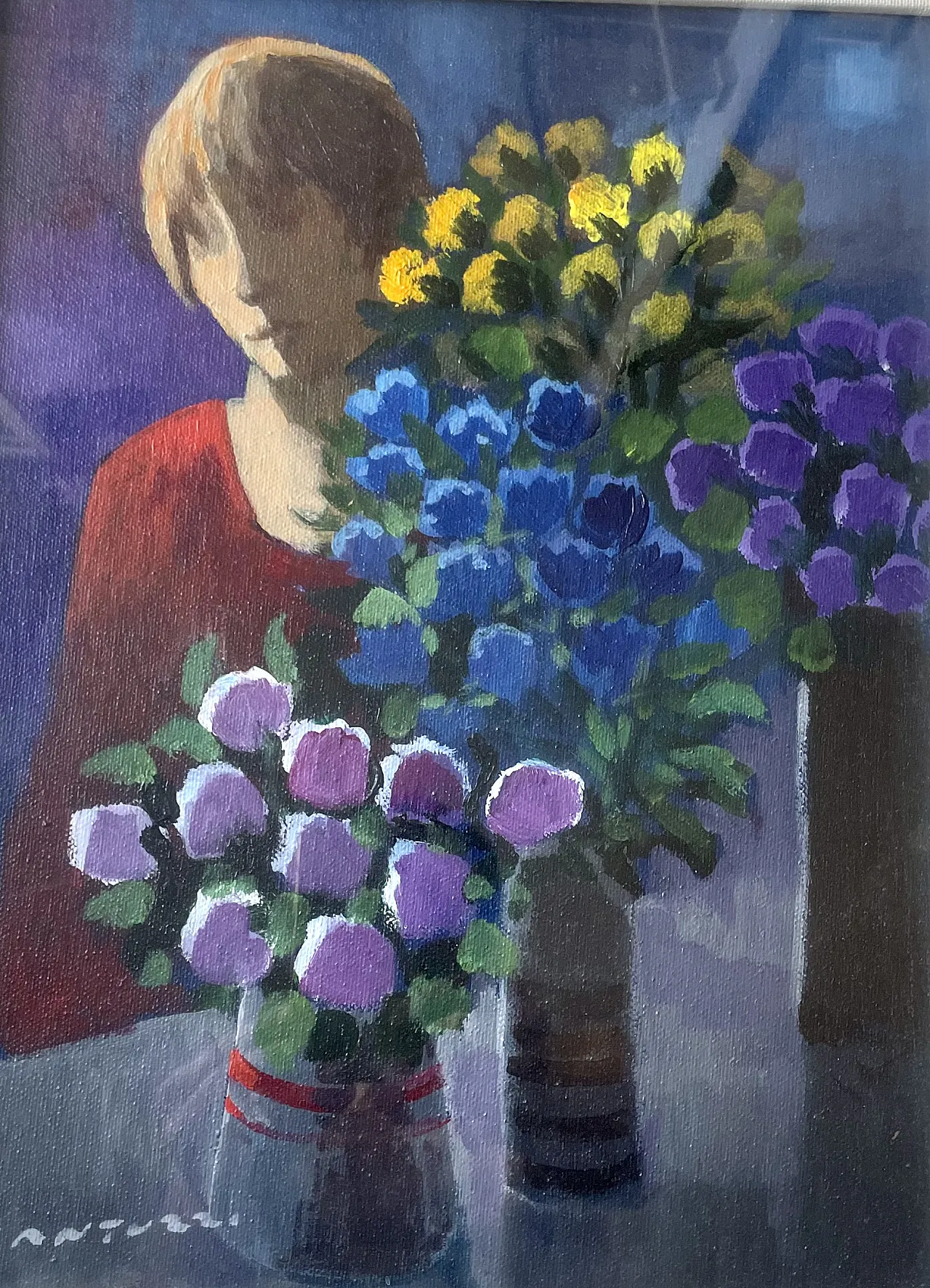 Eliano FantuzziFlower Girl, oil on canvas, 1980s 3