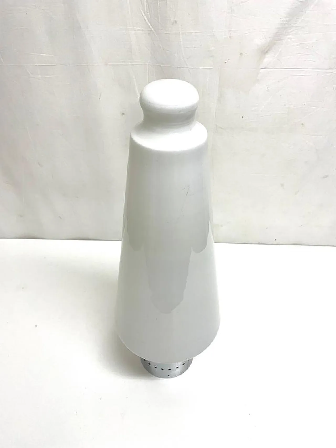 Table lamp, opaline glass diffuser, metal base, 70s 1
