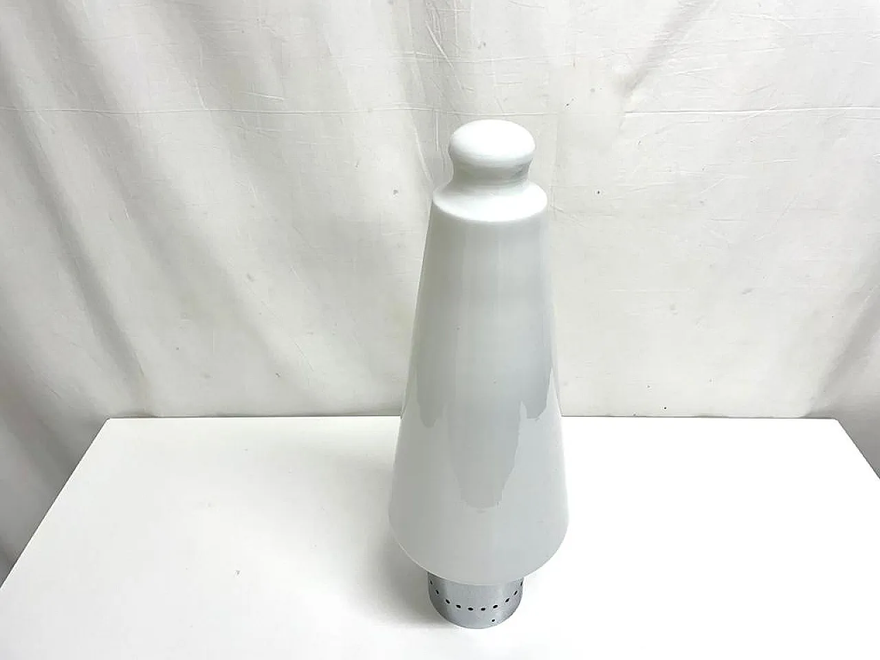 Table lamp, opaline glass diffuser, metal base, 70s 2