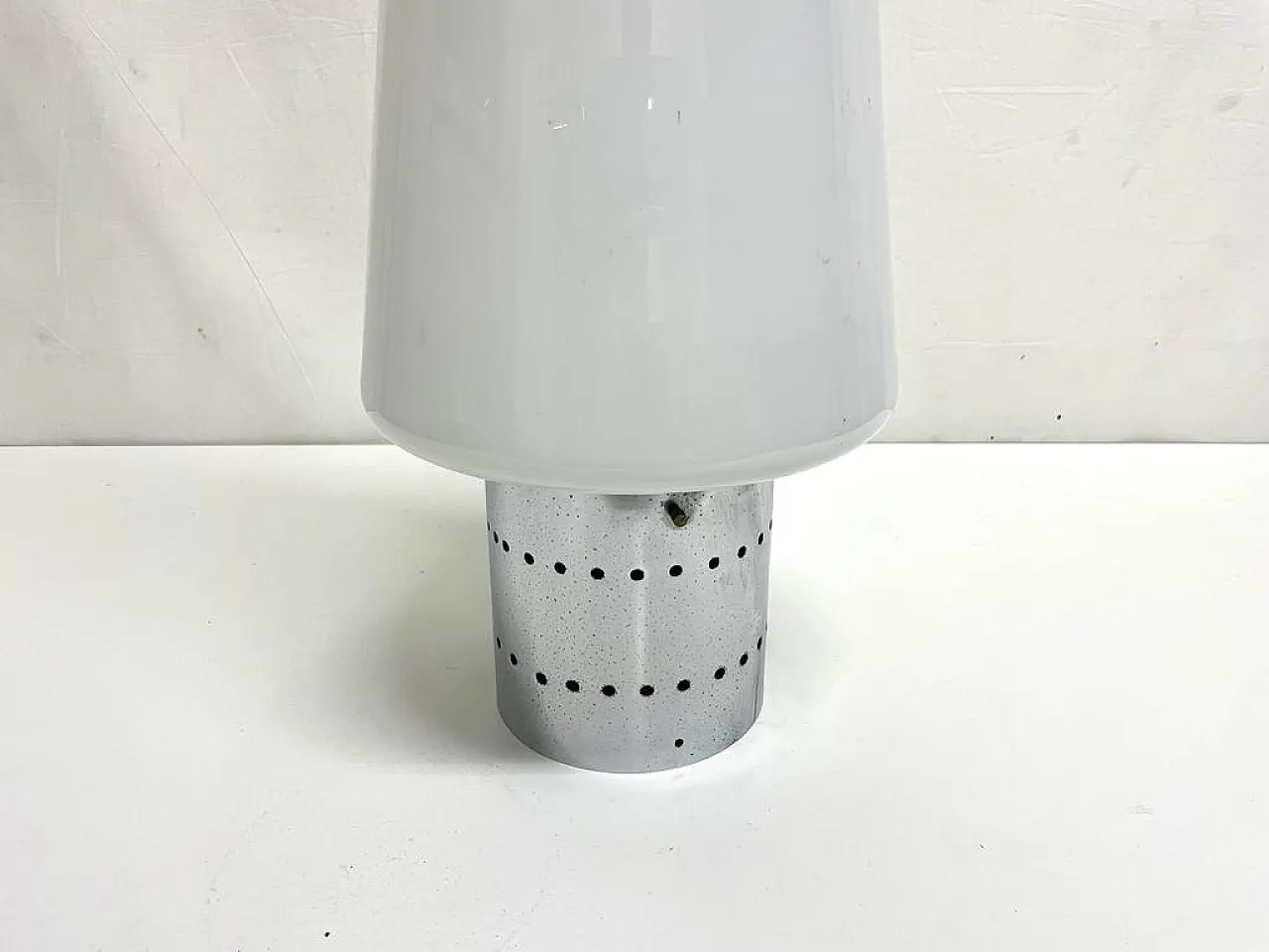 Table lamp, opaline glass diffuser, metal base, 70s 3