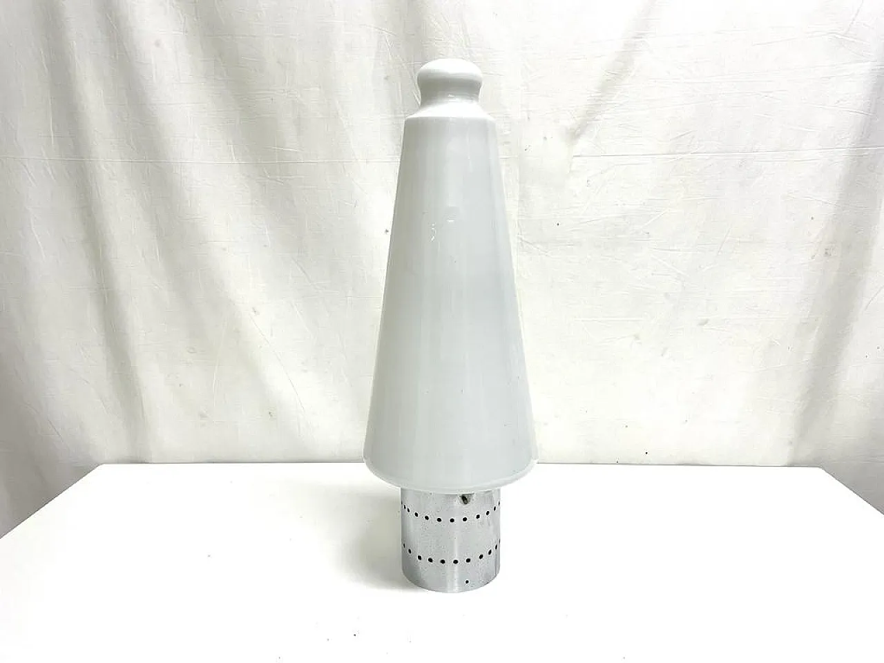 Table lamp, opaline glass diffuser, metal base, 70s 4