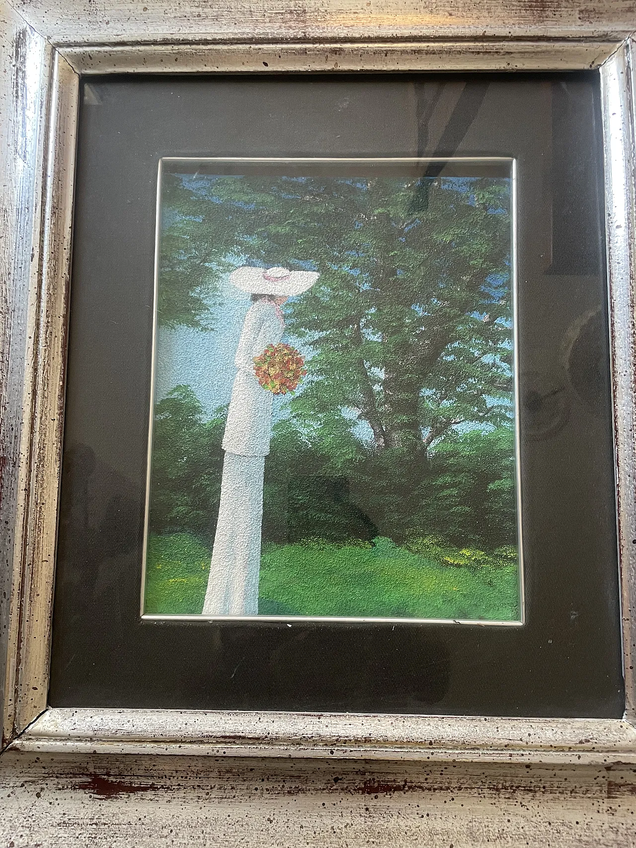 Ladies with hat by Aldo Pievanini, oil on canvas, 1960s 5