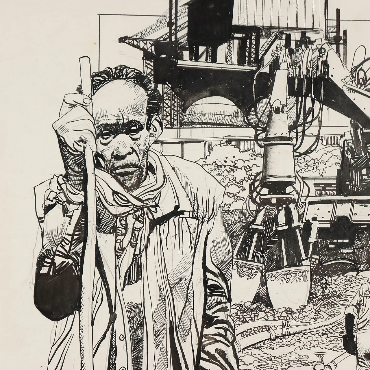 Sergio Toppi, mixed media on paper, 20th century 3