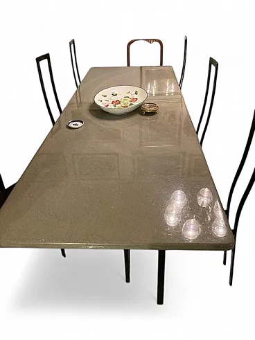 Minimalist table in gray marble , 1990s