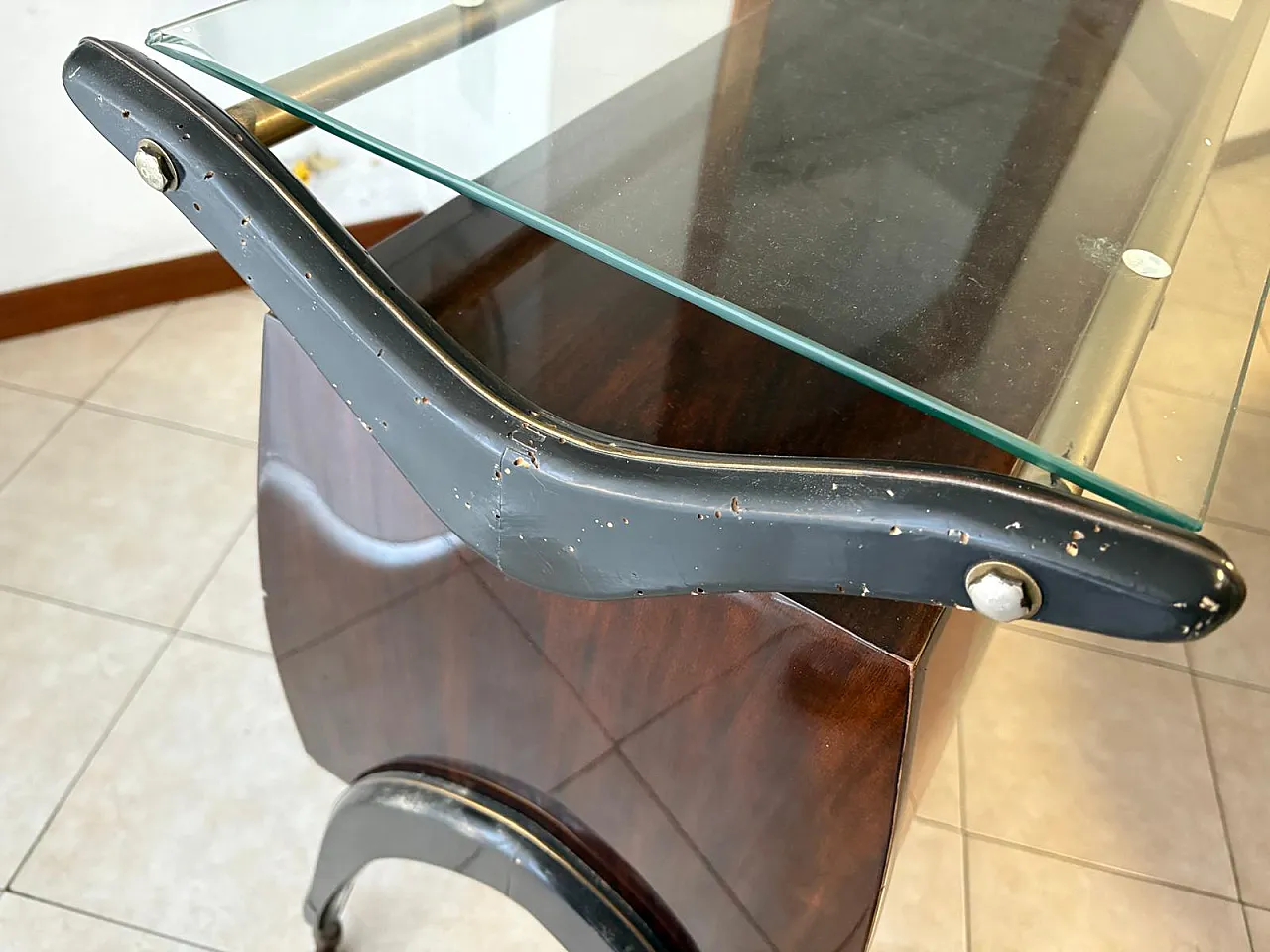 Wood, steel and glass bar cabinet by CR Padova, 1930s 6