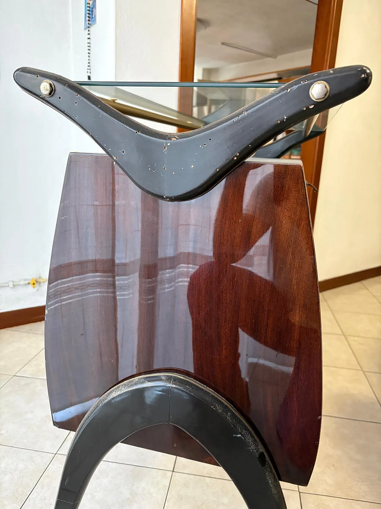 Wood, steel and glass bar cabinet by CR Padova, 1930s 7