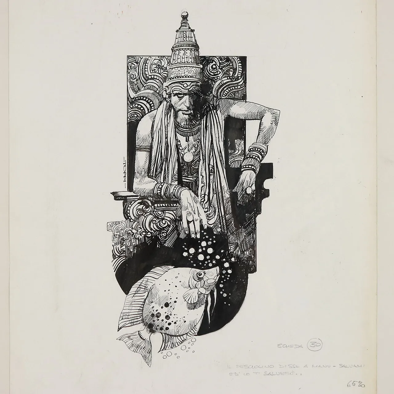 Design by Sergio Toppi, mixed media on paper, 20th century 3