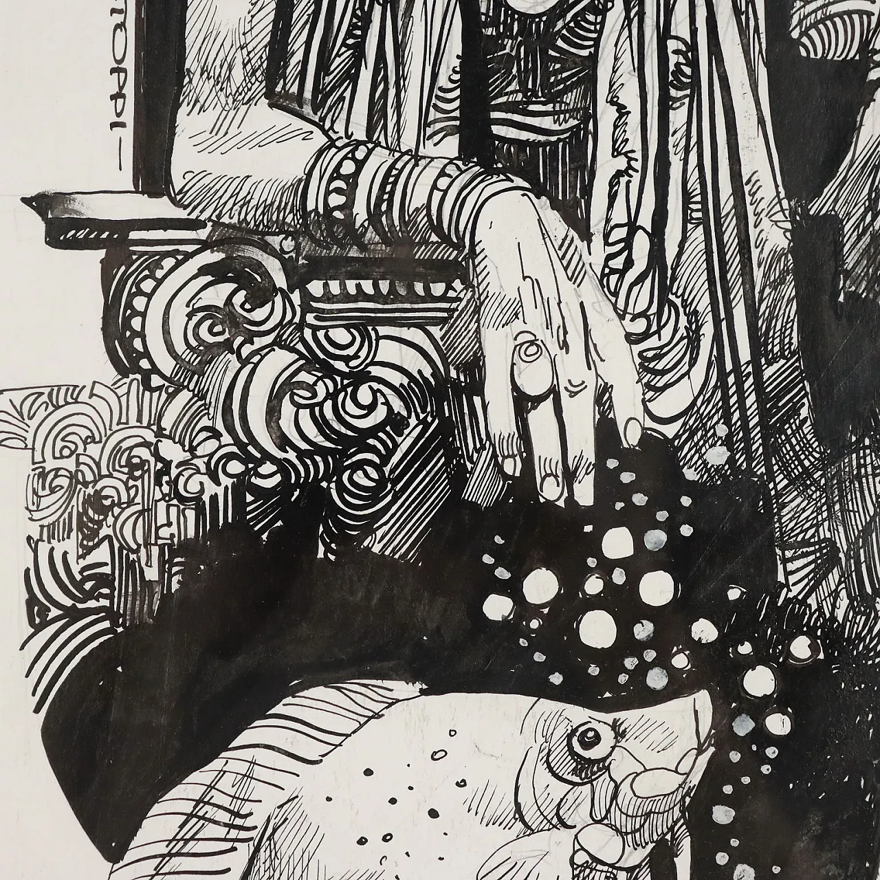 Design by Sergio Toppi, mixed media on paper, 20th century 6