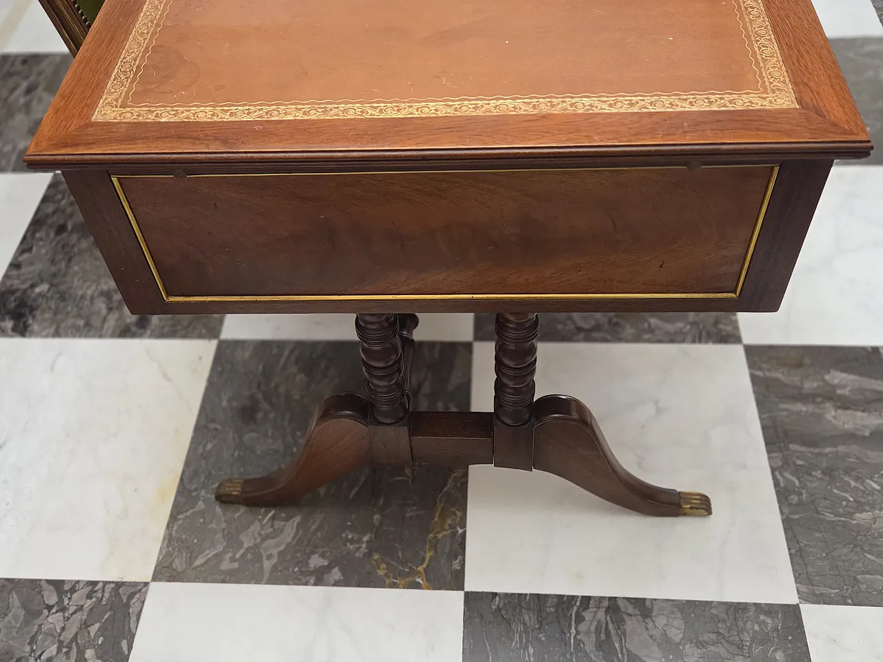 Louis XVI style desk with fabric top, 1960s 4