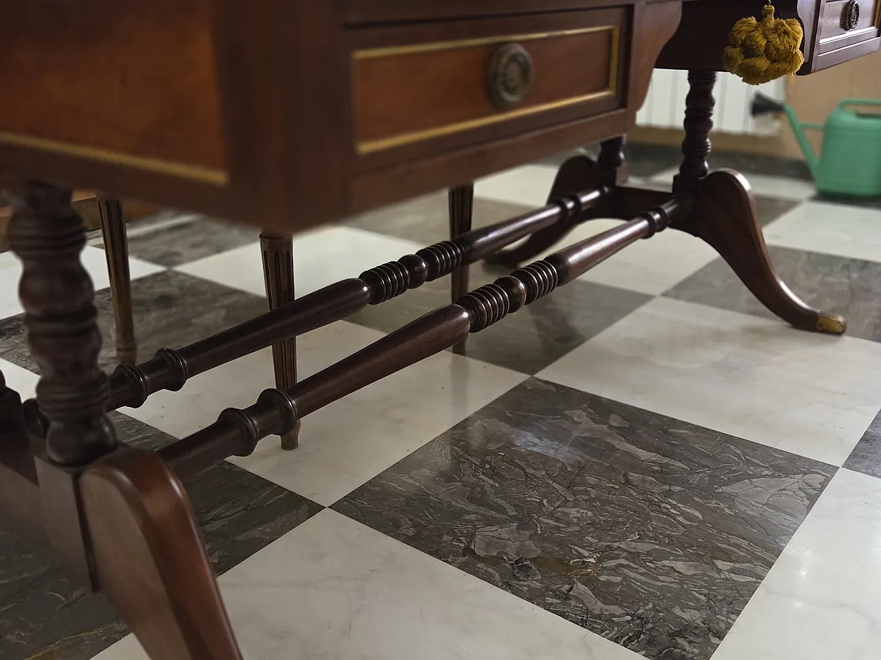 Louis XVI style desk with fabric top, 1960s 5
