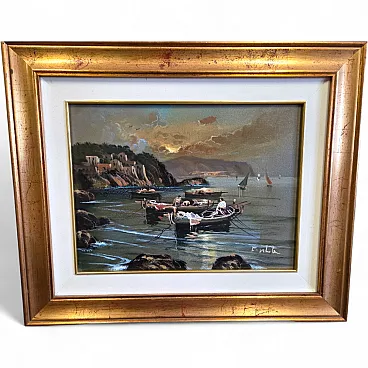 Seascape, oil painting on canvas, Mid 20th century