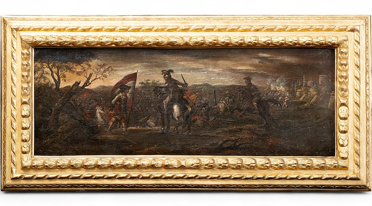 Turks and Christian battle, oil painting on canvas, 18th century 7