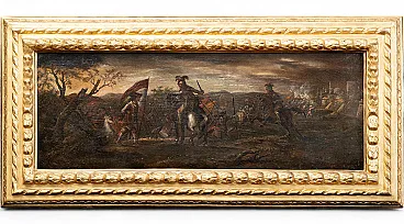 Turks and Christian battle, oil painting on canvas, 18th century