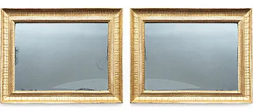 Pair of antique Neapolitan Empire mirrors in carved wood, 19th c.
