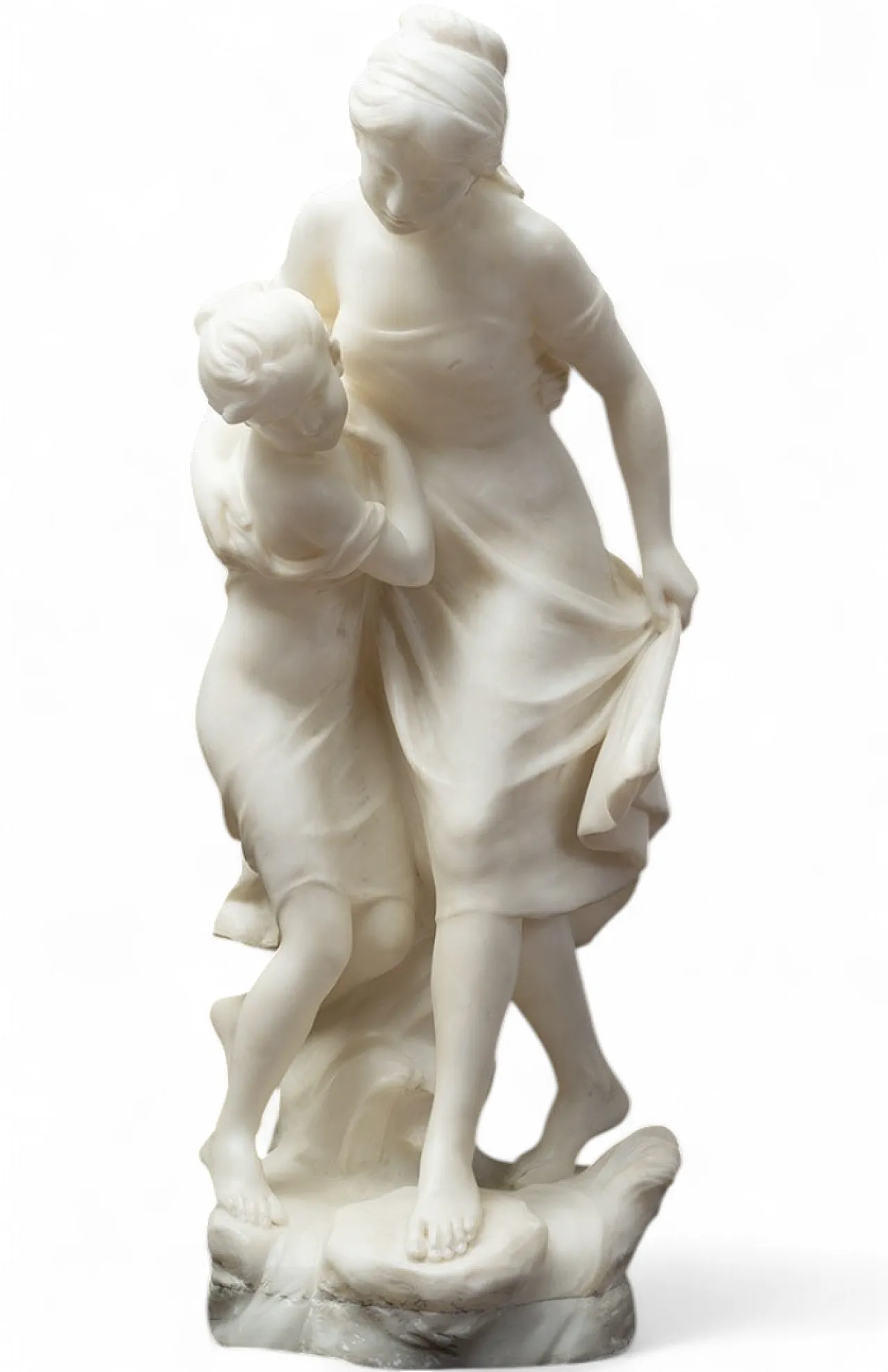 Ancient Napoleon III sculpture of women in alabaster, 19th century 7