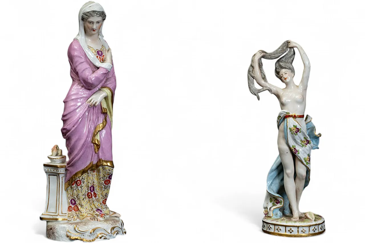Pair of Meissen polychrome porcelain figurine, '800 6