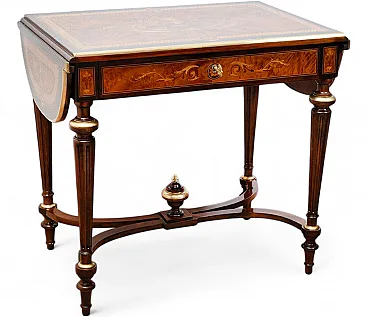 Napoleon III flap table in polychrome wood, 19th century