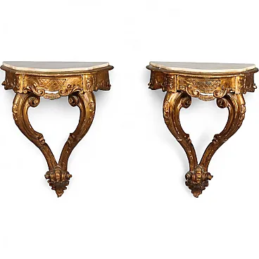 Drop-shaped console in gilded wood, 19th century