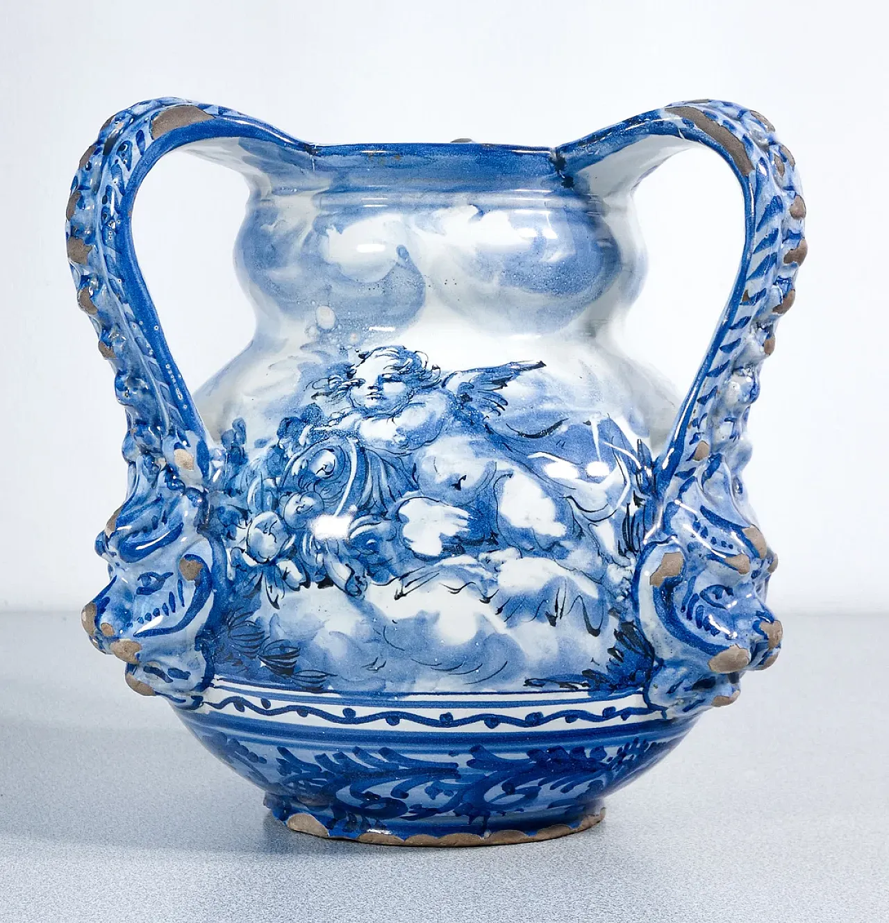 Vaso triansato in maiolica di Alba Docilia, primo '900 2