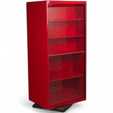 Cini Boeri double-face bookcase in red lacquer by Arflex, 1980s