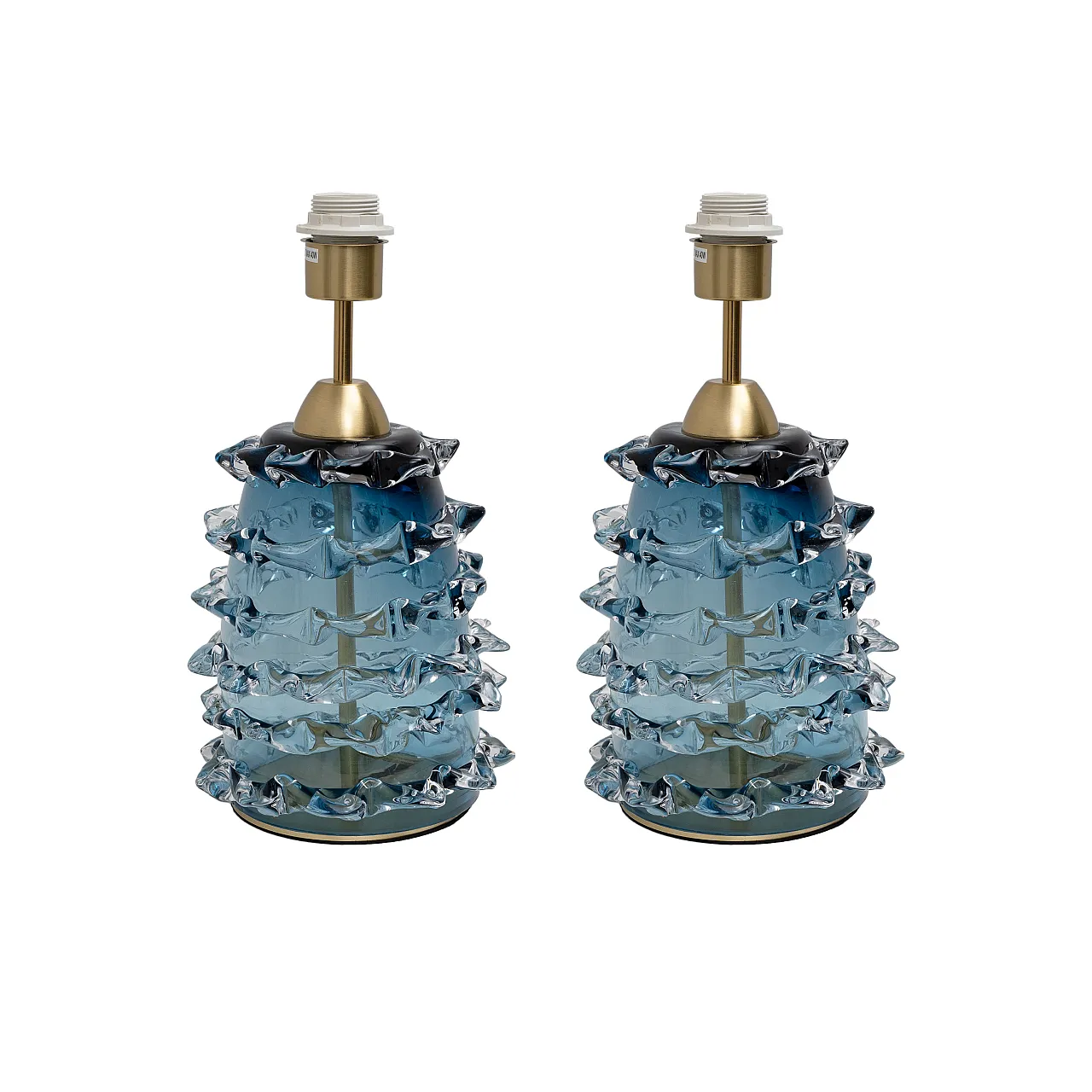 Pair of table lamps in blue Murano glass, 2000s 1