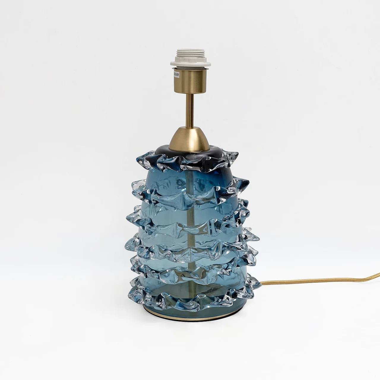 Pair of table lamps in blue Murano glass, 2000s 2